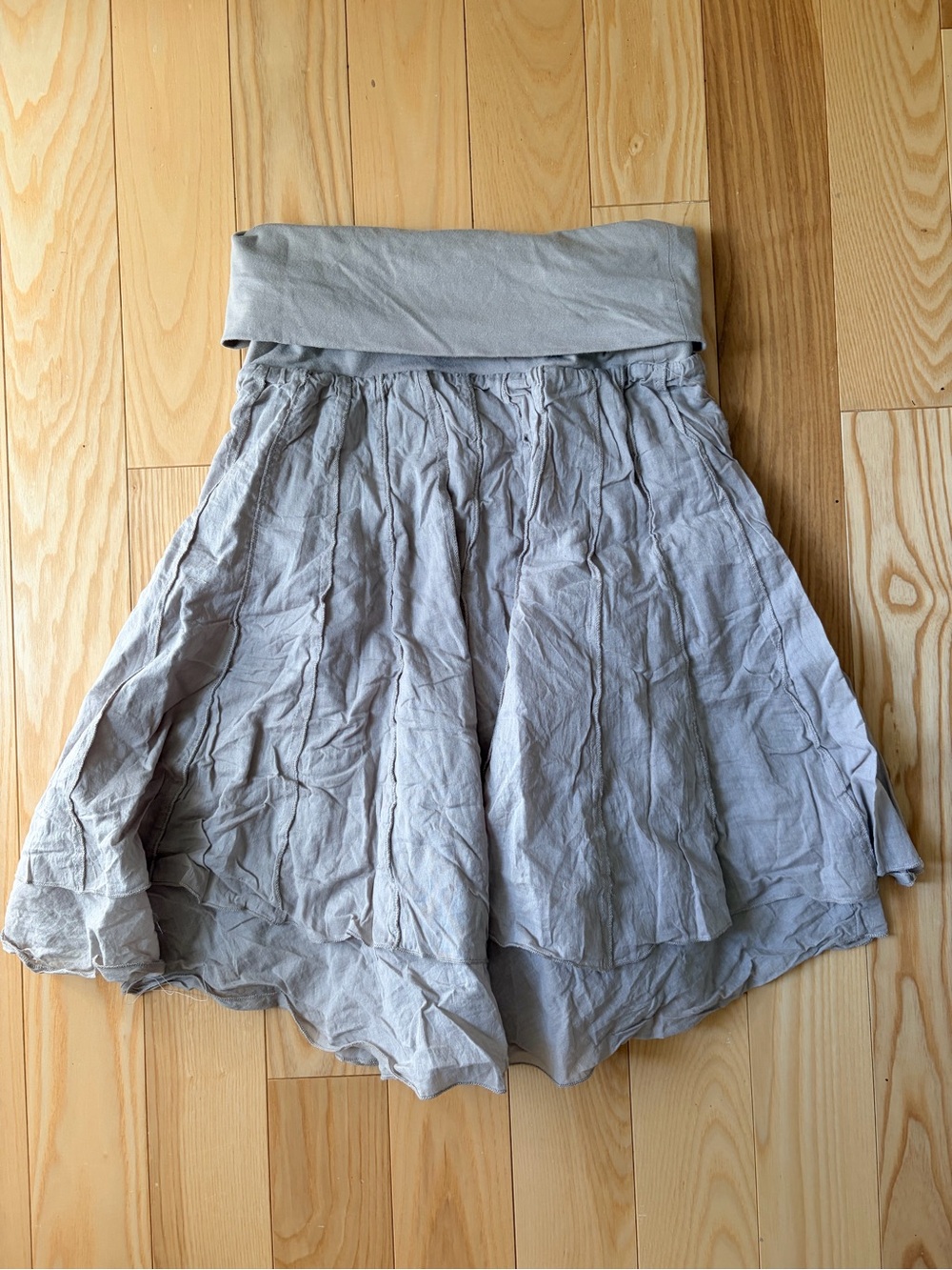 Vintage Light Gray Fold-Over Waist Skirt